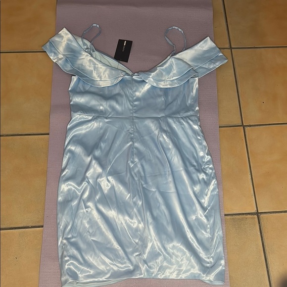 Fashion Nova Blue Ruched Off-Shoulder Midi Dress 37 - Picture 8 of 11